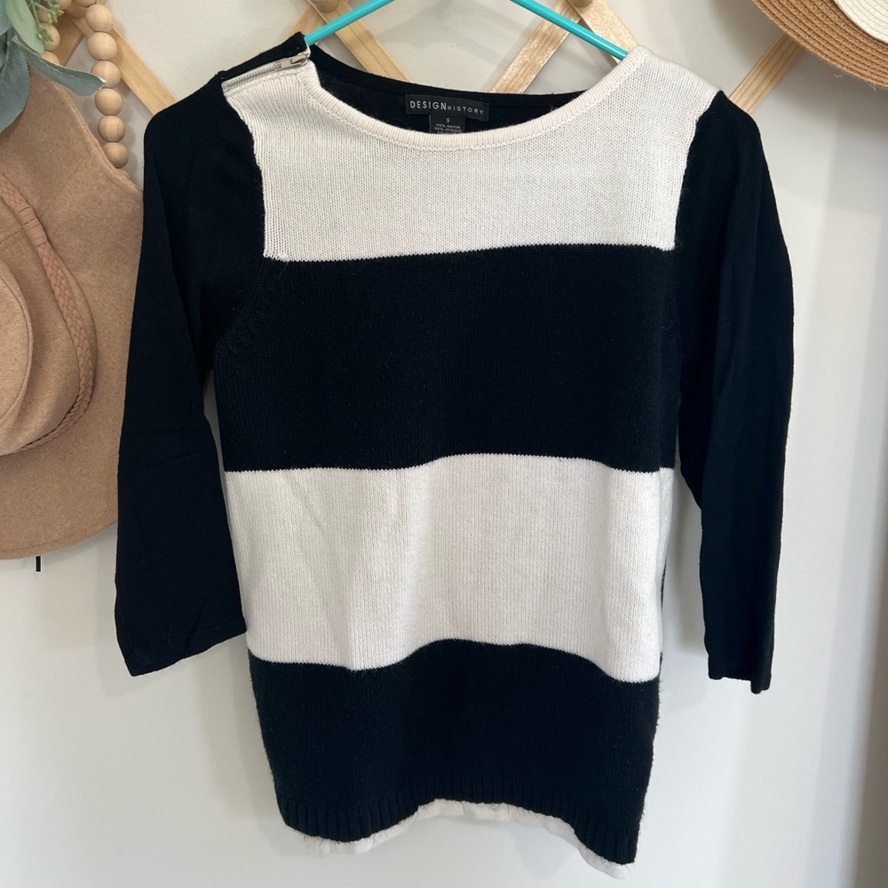 Design History Stripe Black & White Sweater Top
